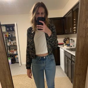 LOFT spunky floral bomber jacket